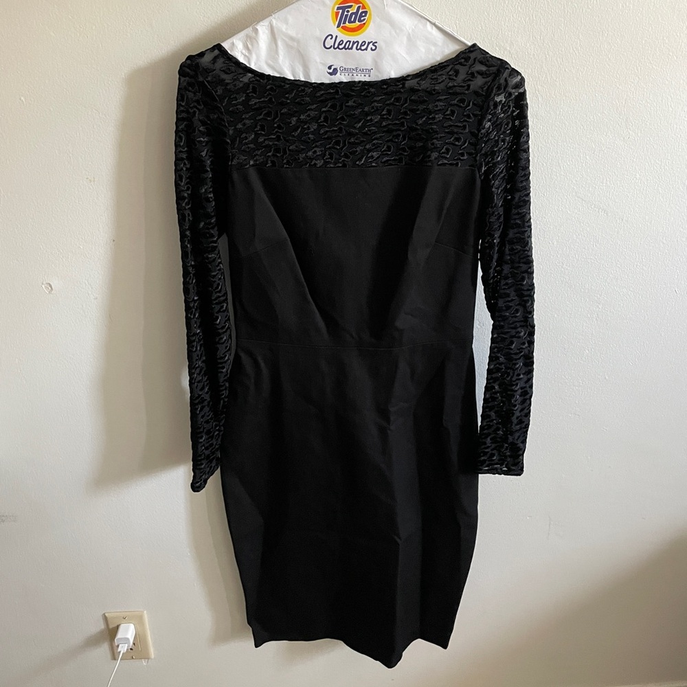 Banana Republic Black Textured Long Sleeve Dress